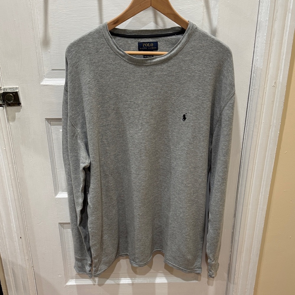 Polo by Ralph Lauren Heather Grey Long Sleeve Waffle Shirt
